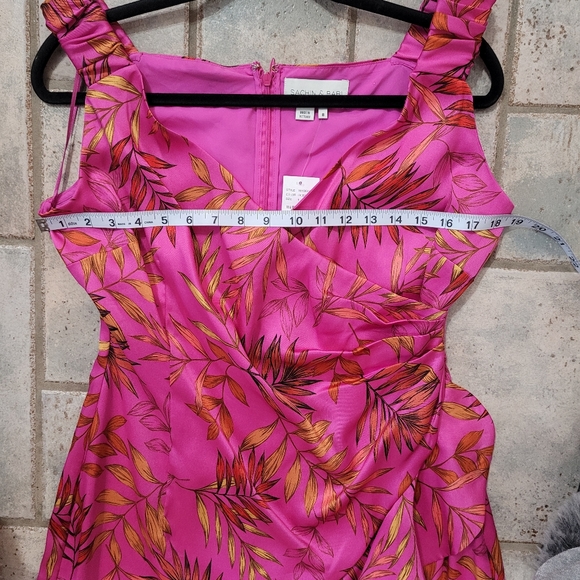 π€SOLDπ€Sachin & Babi Abigail Off-The-Shoulder Leaf Print Satin Twill Wrap Dress - Picture 12 of 13